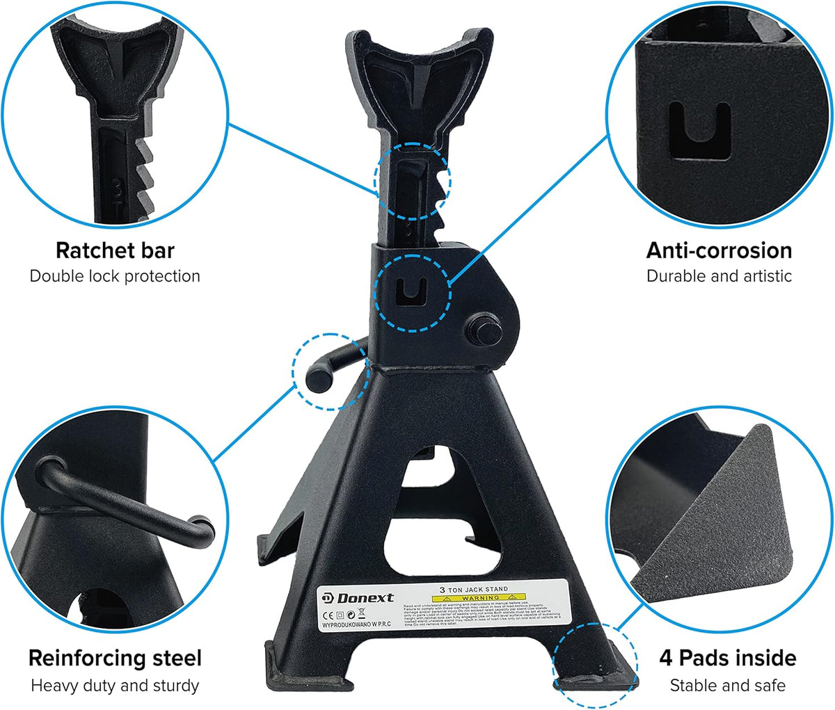 6 Ton Capacity Steel Jack Stands, 1 Pair K70392