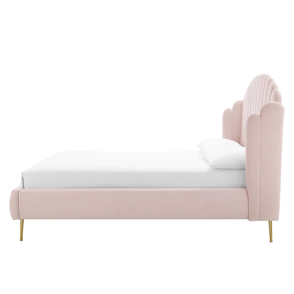 Queen Size Velvet Platform Bed Frame D607