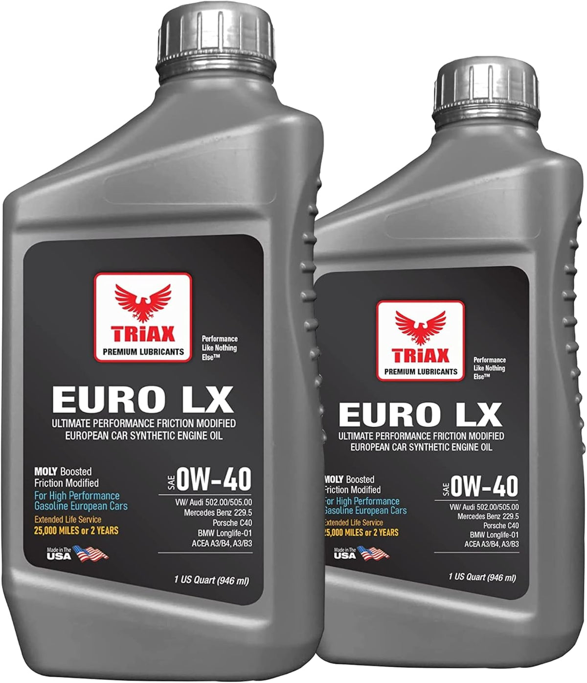 Triax Euro LX 0W-40 Full Synthetic 20K Miles 6 Quart Case Pack of 2 C188