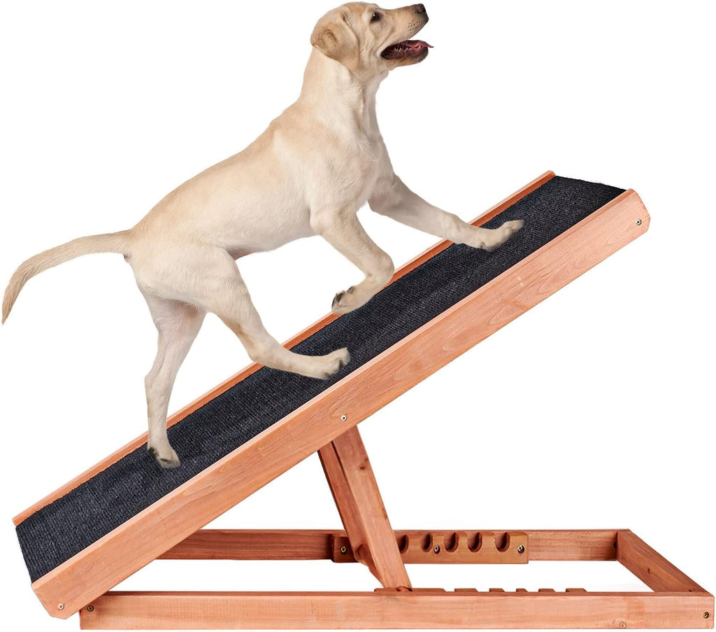 Wooden Height Adjustable Pet Ramp with Non Slip Carpet Surface, Foldable (Large) Z88225
