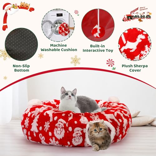 Cat Tunnel Bed Christmas Tree Skirt for Indoor Cats X26786