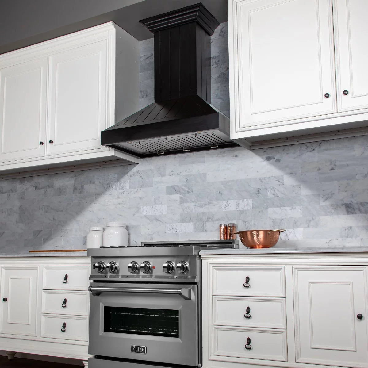30 in. Black Wooden Wall Mount Range Hood D7588