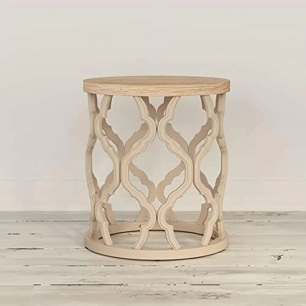 Round Black Distressed Wood End Table C708737