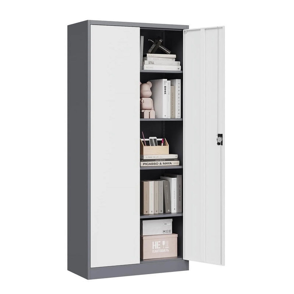 71" Metal Storage Locker with Locking Door and 4 Adjustable Shelves I666501