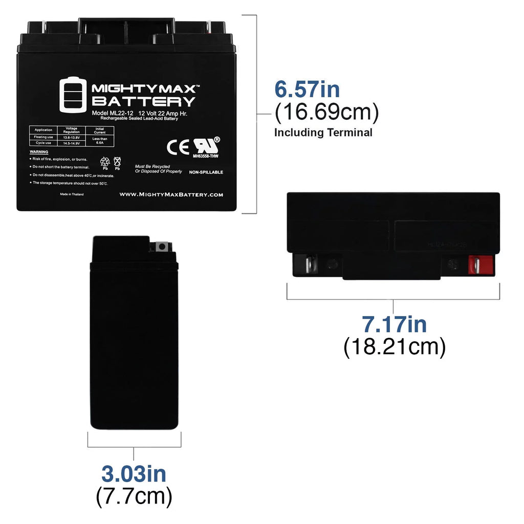 12V 22AH SLA Battery 4 Pack W9725