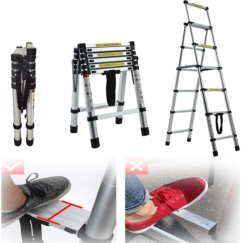 5+6 Steps Foldable Telescopic Aluminum Ladder K74339