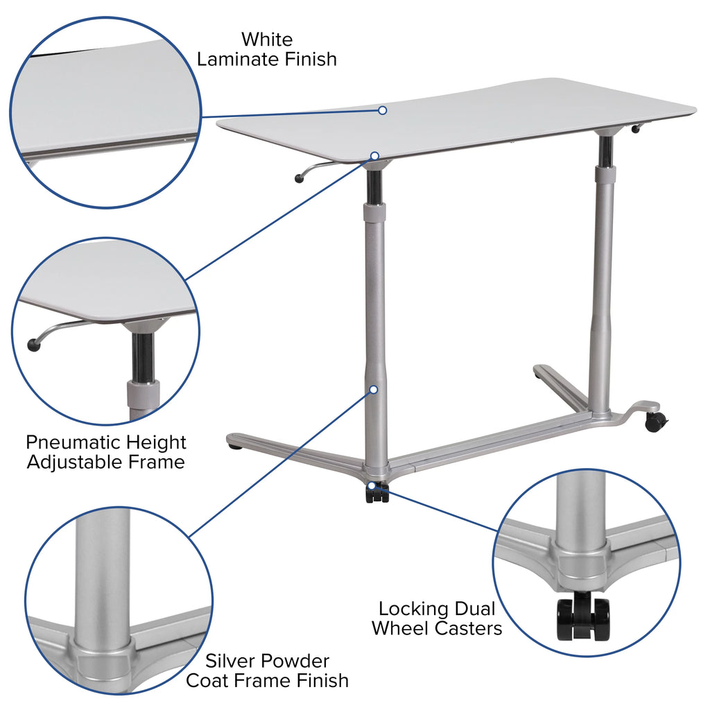 Light Gray Ergonomic Desk D318954