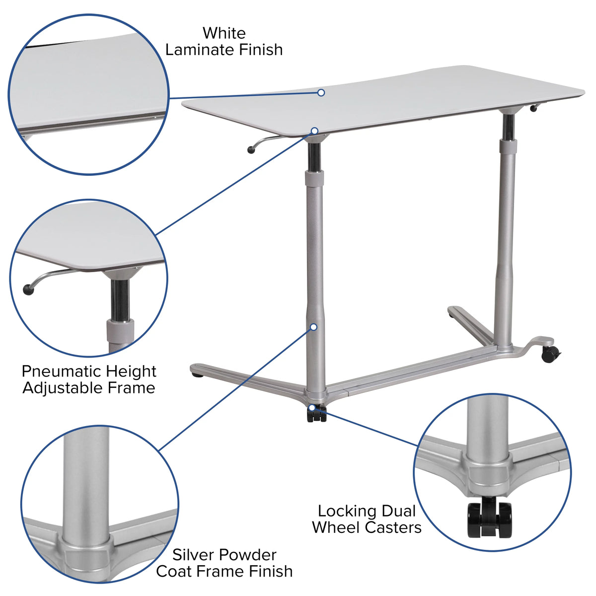 Light Gray Ergonomic Desk D318954