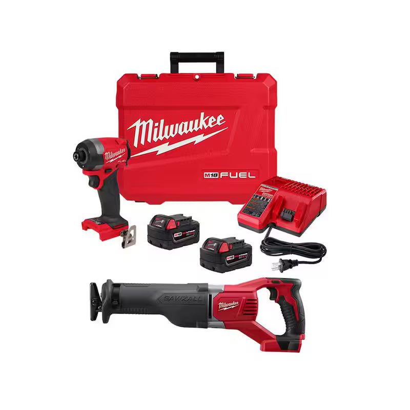 18-V Lithium-Ion Brushless Cordless 1/4 in. Hex Impact Driver Kit with Reciprocating Saw K5513