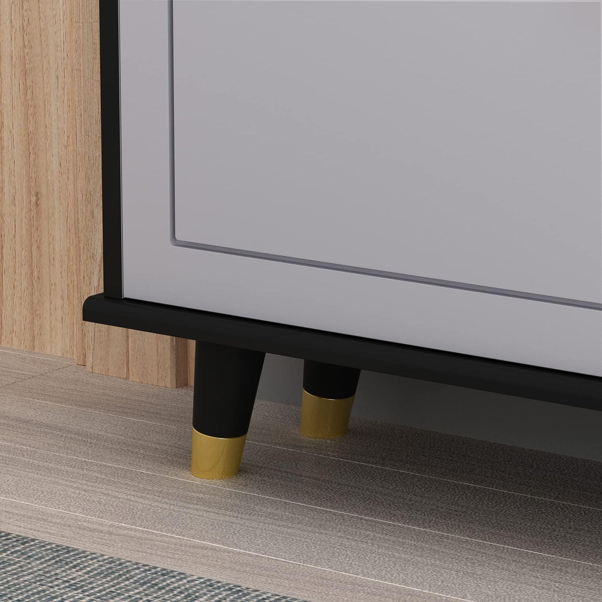 Black and White 3 Drawer Wood Shoe Storage Cabinet X420