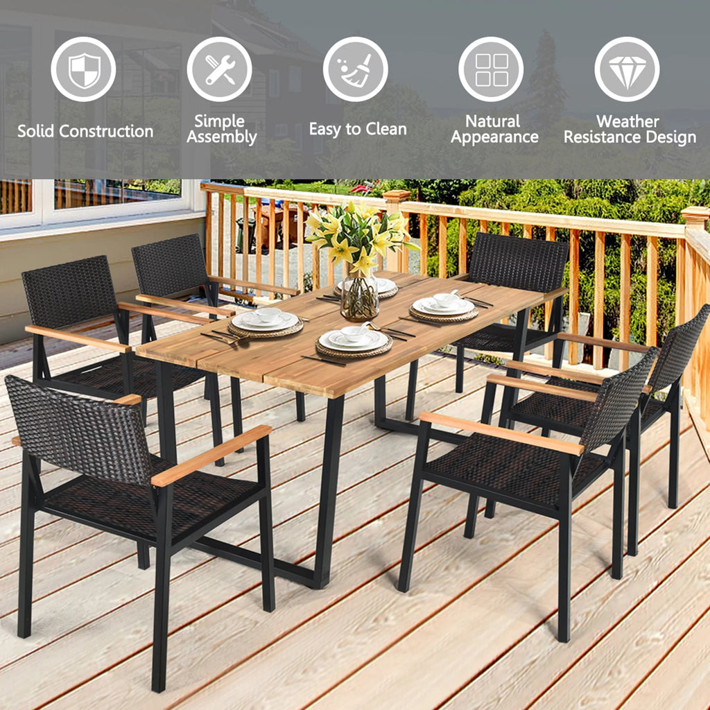 7 Pc Patio Dining Set with Umbrella Hole D25550