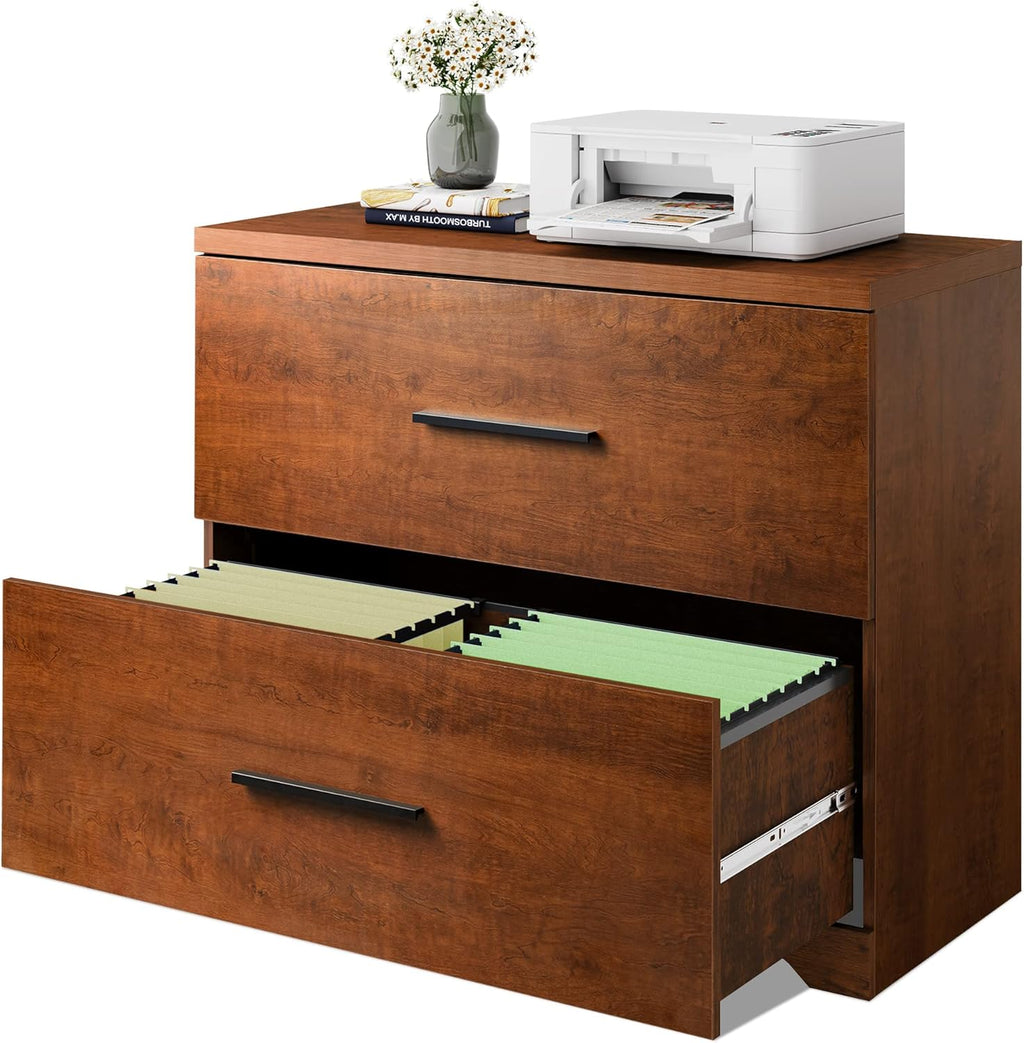 Black 2 Drawer Wood Lateral File Cabinet U8821