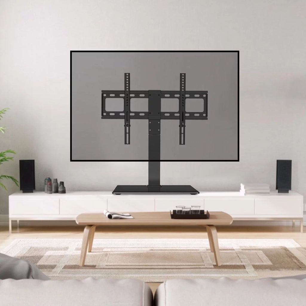 Swivel TV Stand for 37-70 Inch Flat Screen TVs with Tempered Glass Base F734