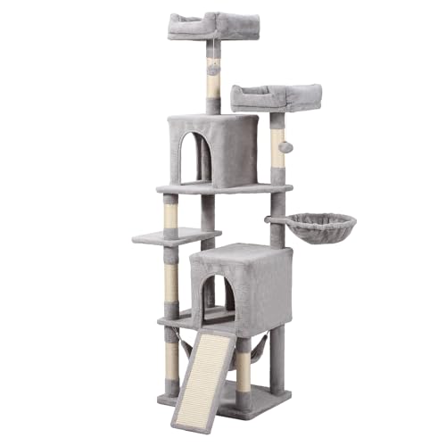 70-Inch Light Gray Cat Tree Tower with Hammock X717