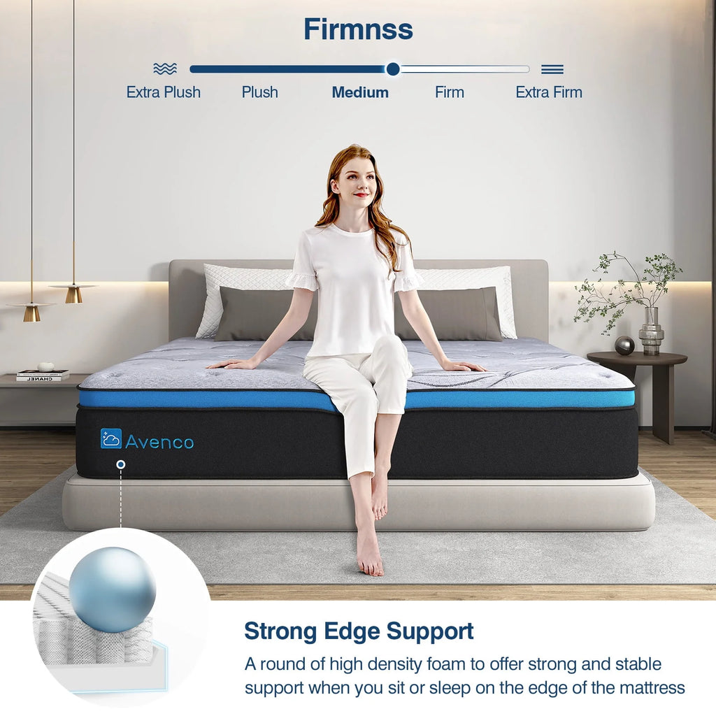 Queen Size 12-Inch Hybrid Gel Memory Foam Pillow Top Mattress V734
