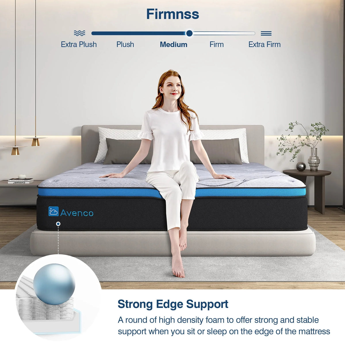 Queen Size 12-Inch Hybrid Gel Memory Foam Pillow Top Mattress V734