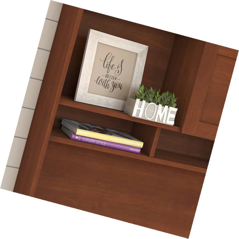 Corner Desk with Hutch and Lateral File Cabinet in Serene Cherry G73696