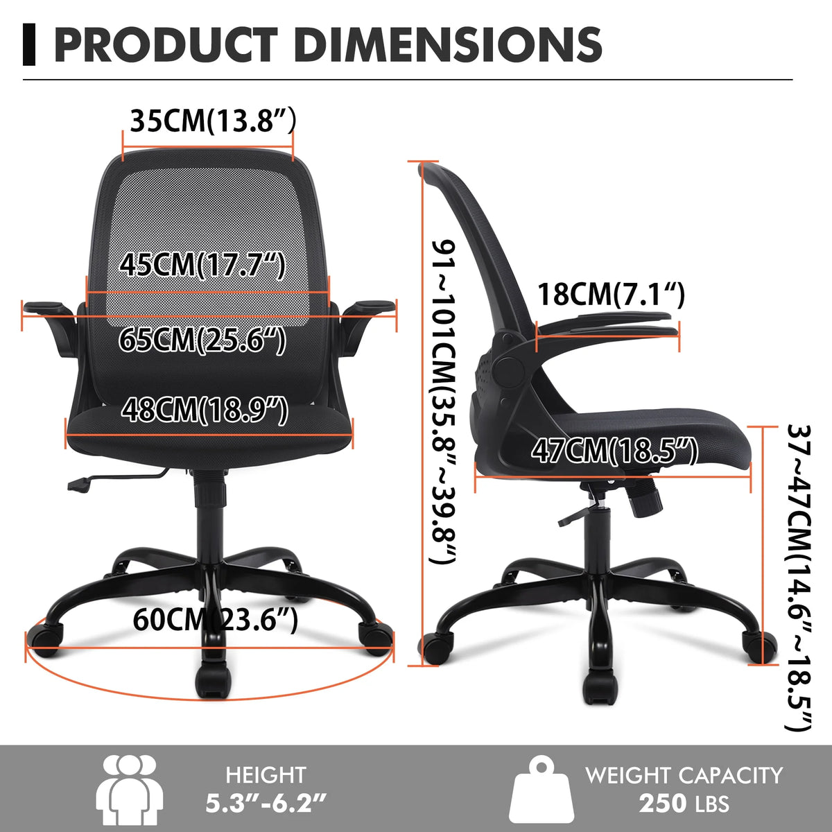 Black Ergonomic Mesh Office Chair W73088