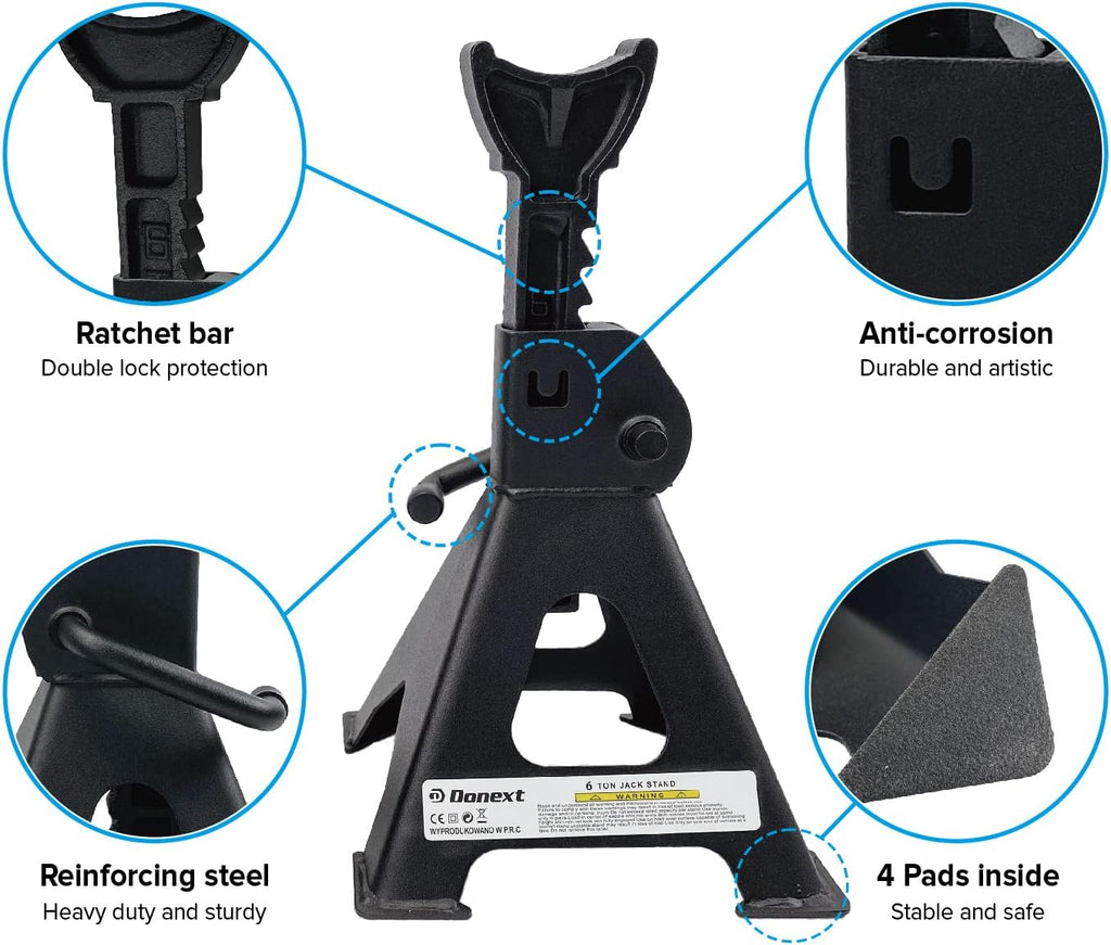 6 Ton Capacity Steel Jack Stands, 1 Pair K70392