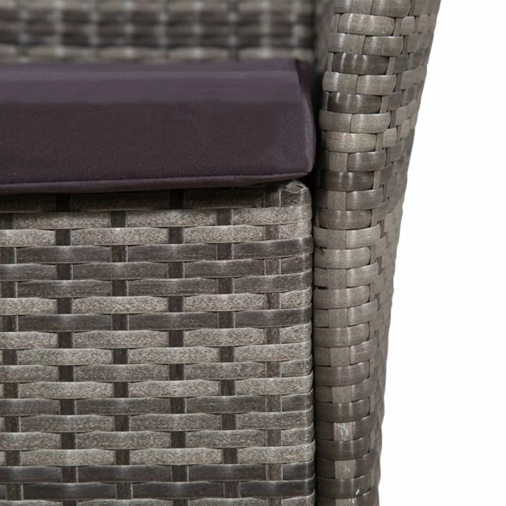 3 Piece Bistro Set with Cushion Gray Poly Rattan S7859