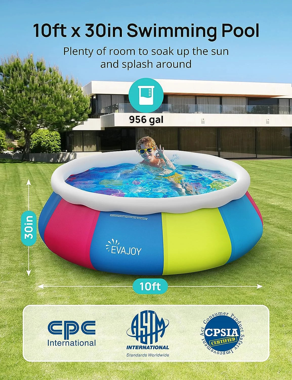 10ft 30in Inflatable Swimming Pool with Pool Cover P577