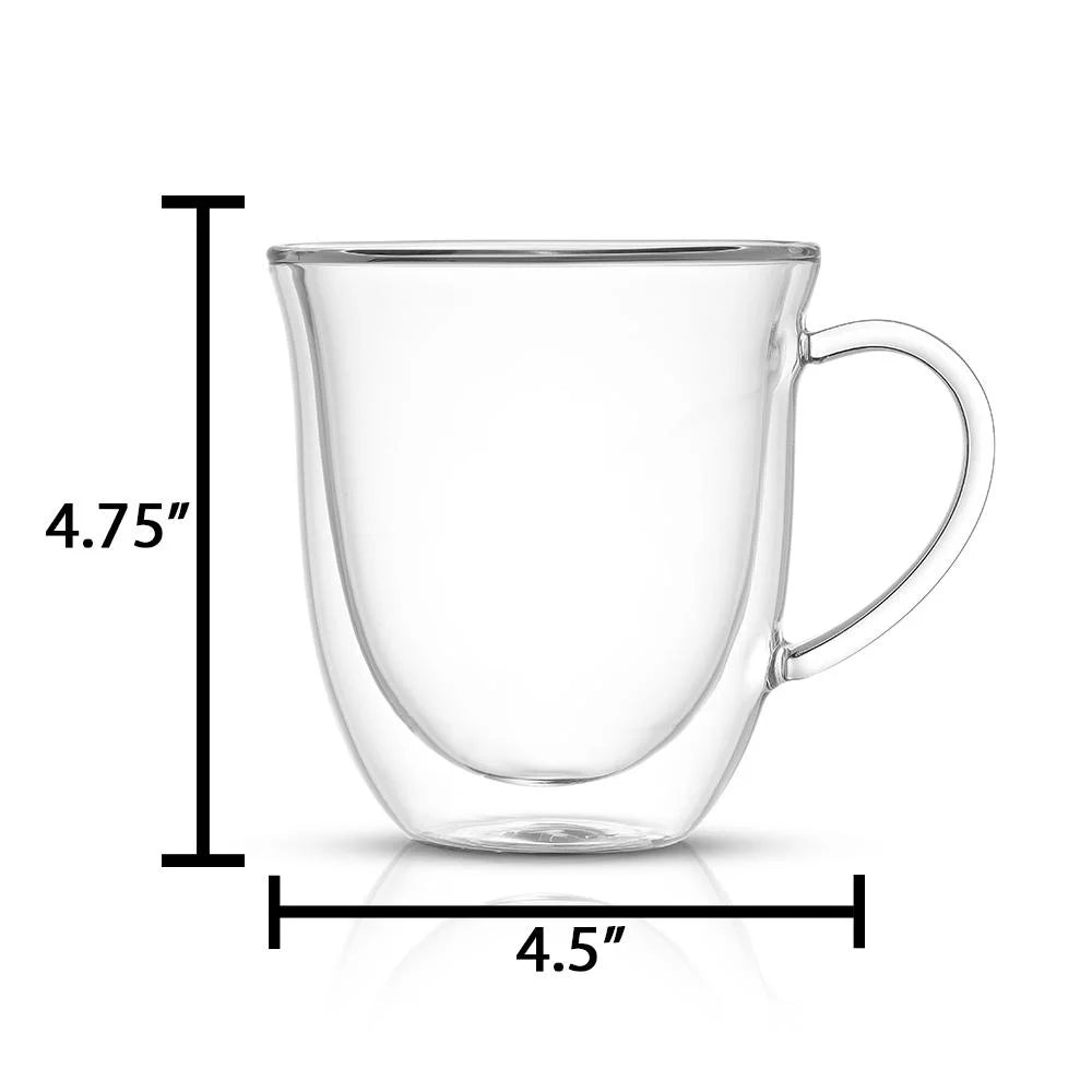 Glass Double Wall Insulated Coffee Mug Set of 2 13.5 oz E81662