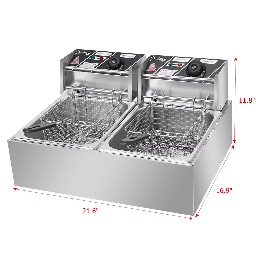5000W 12.7Qt Stainless Steel Deep Fryer with Removable Basket S344