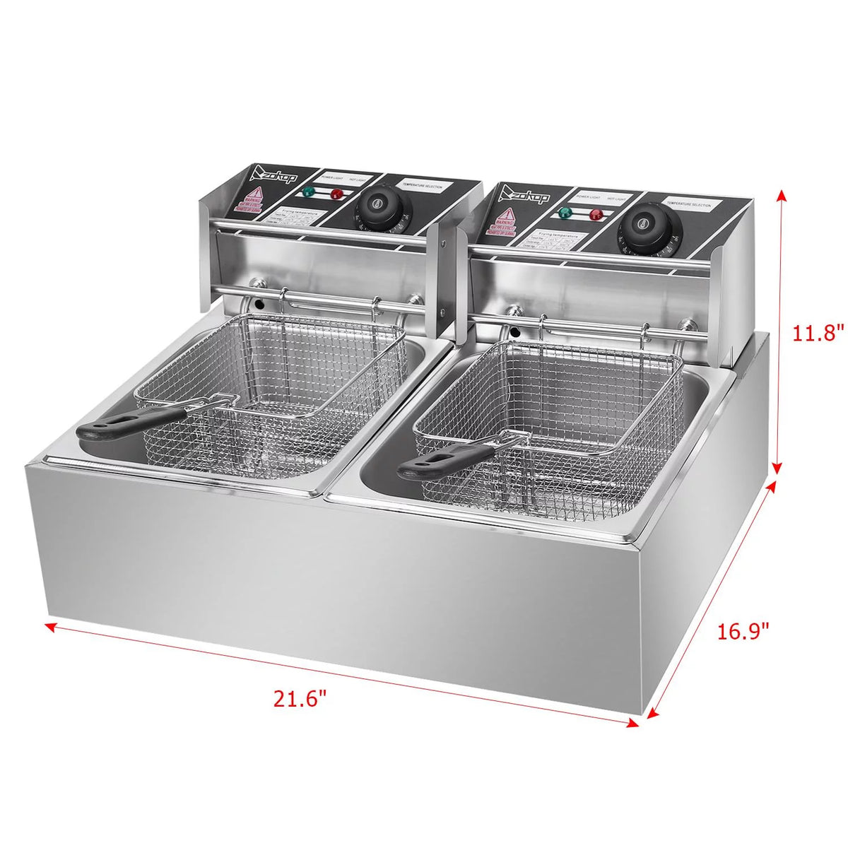 5000W 12.7Qt Stainless Steel Deep Fryer with Removable Basket S344