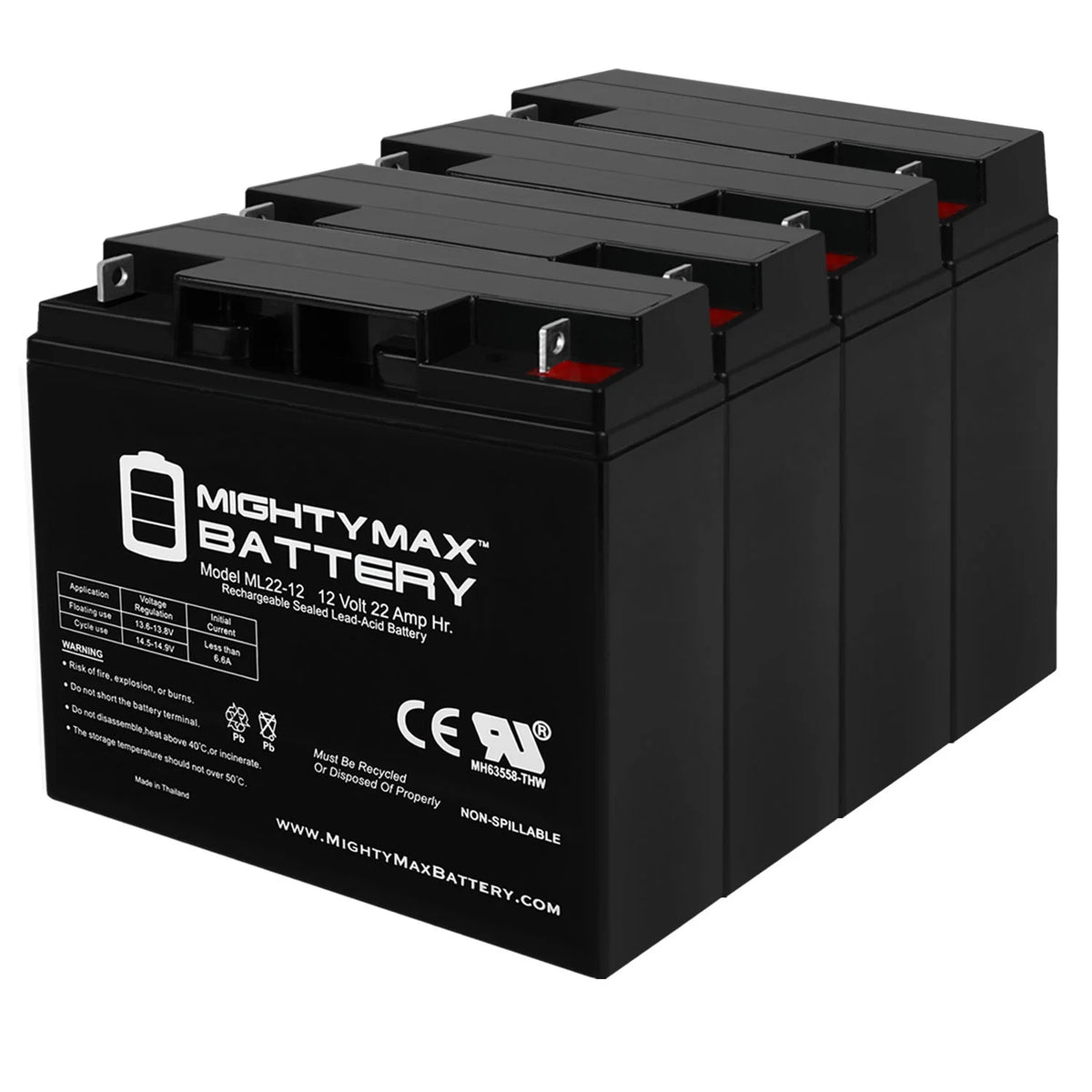 12V 22AH SLA Battery 4 Pack W9725