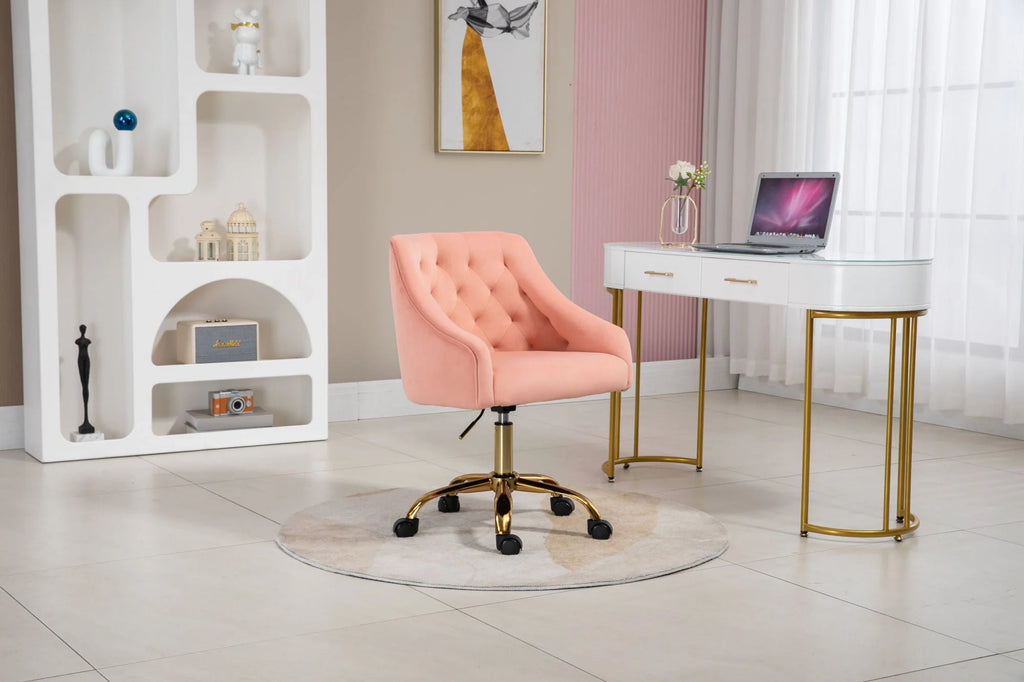 Pink Velvet Swivel Desk Chair E628216