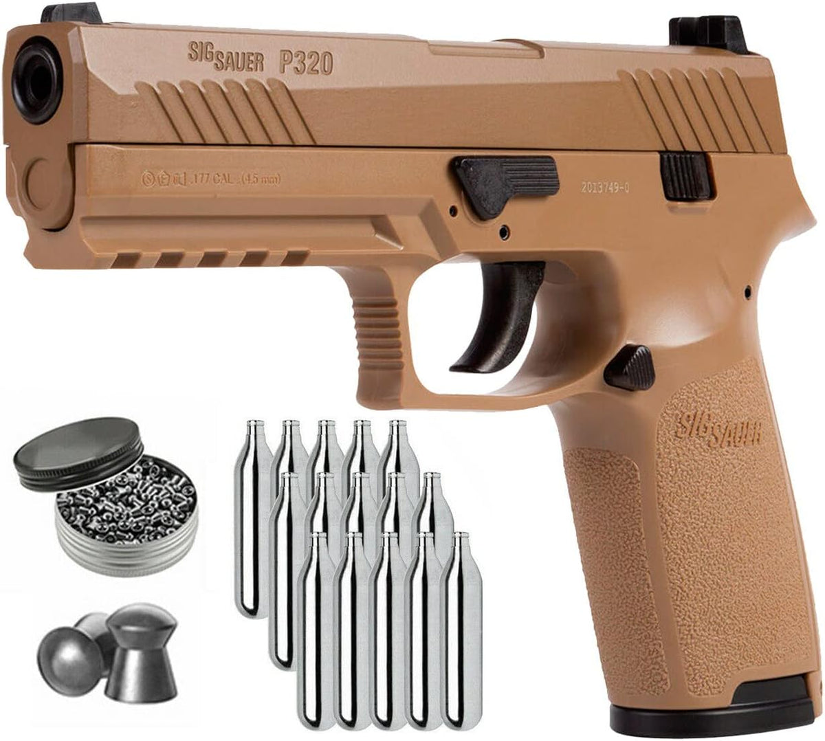 SIG Sauer P320 Air Pistol with CO2 12 Gram (15 Pack) and 500 Lead Pellets Bundle Y403469
