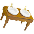 Walnut Color Dollhouse Miniature Double Basin Wash Sink B205