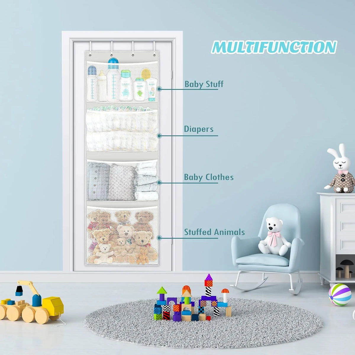 Over The Door Hanging Organizer with 4 Large Pockets Z955302