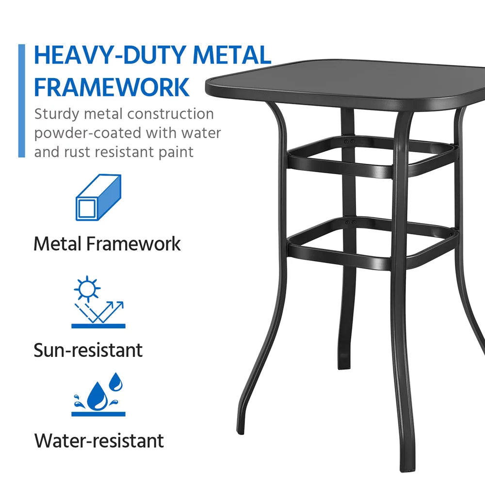 Black Square Metal Bistro Table I2077