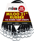 30 Pack Rubber Tarp Straps 31 Long EPDM with Crimped Hooks Bungee Cords M968