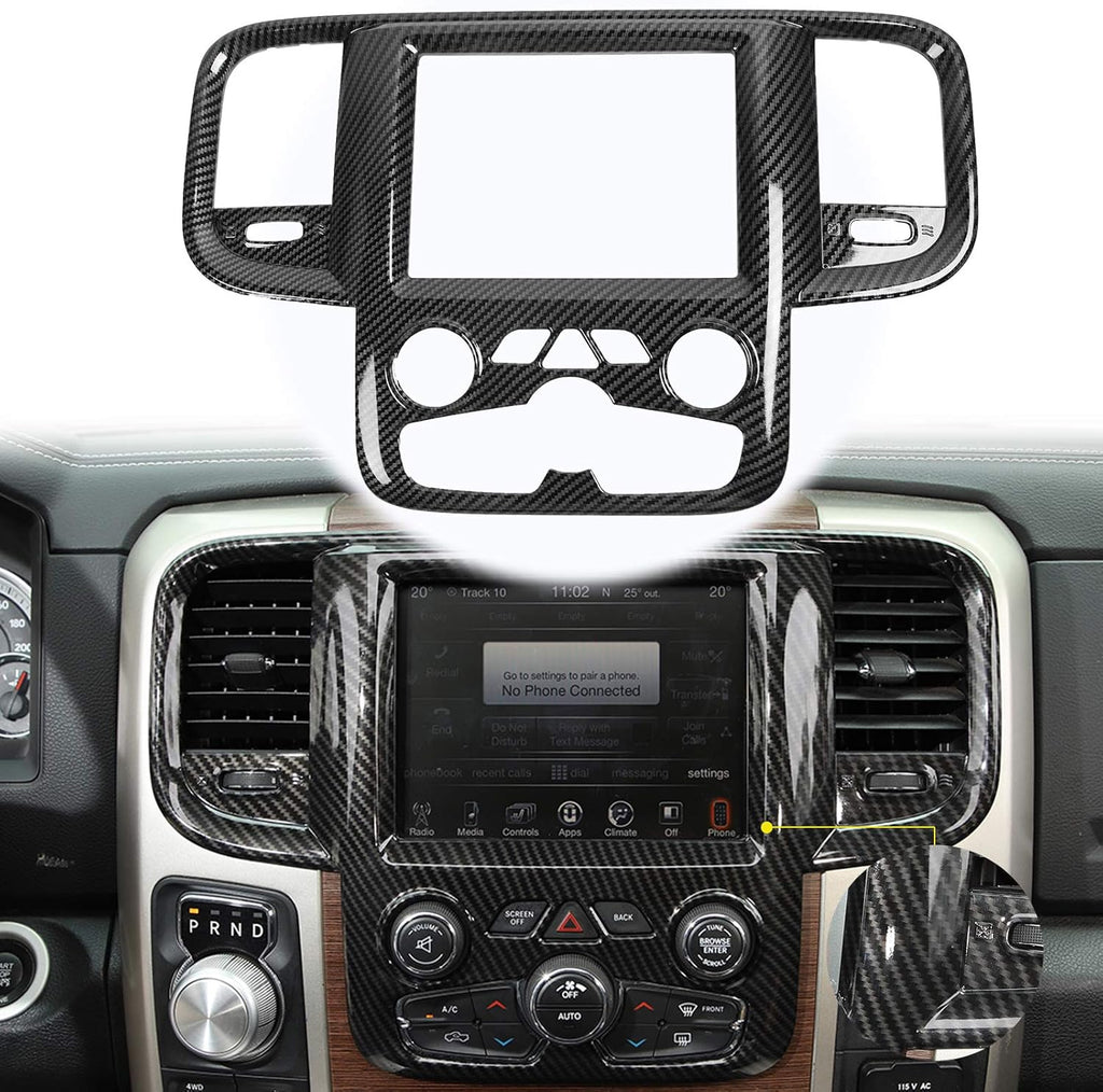 Red Carbon Fiber ABS Center Control Touch Screen Trim Cover for Dodge RAM 2011-2017 B98848