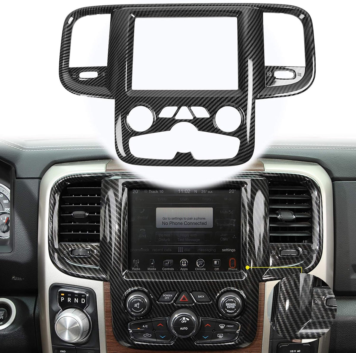 Red Carbon Fiber ABS Center Control Touch Screen Trim Cover for Dodge RAM 2011-2017 B98848