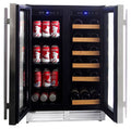 18 Bottles and 56 Cans Built-In Under-Counter 24 Inch Dual Zone Wine Cooler and Beverage Fridge J12445