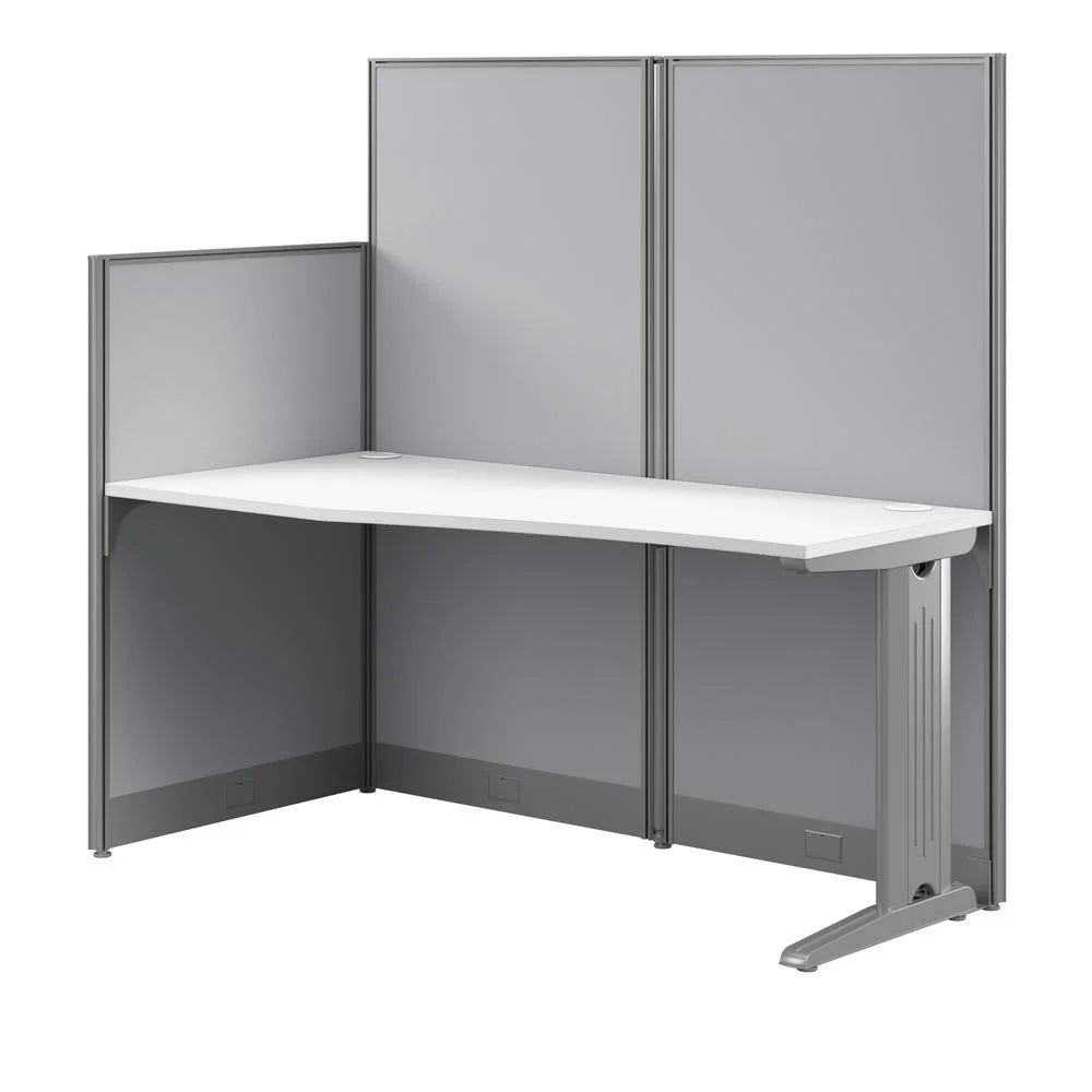 Engineered Wood Straight Cubicle Desk in Pure White T399699