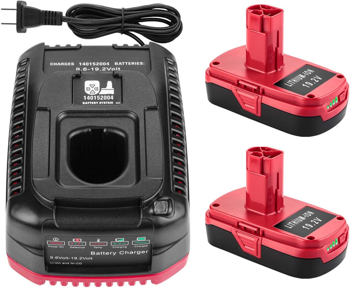 2Pack 3.0Ah Replacement Battery for Craftsman 19.2V Lithium Battery with Charger I725981