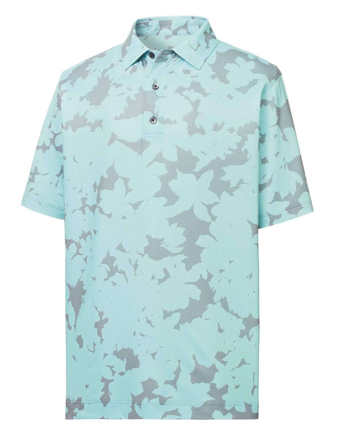 Ice Blue Medium Floral Print Golf Shirt I143