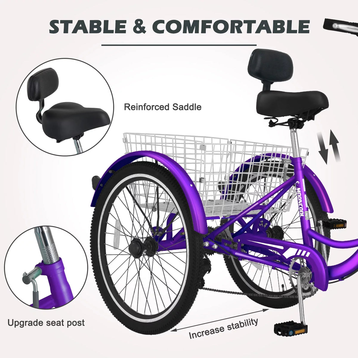 20"/24"/26" 7 Speed Adult Tricycles with Large Basket N669