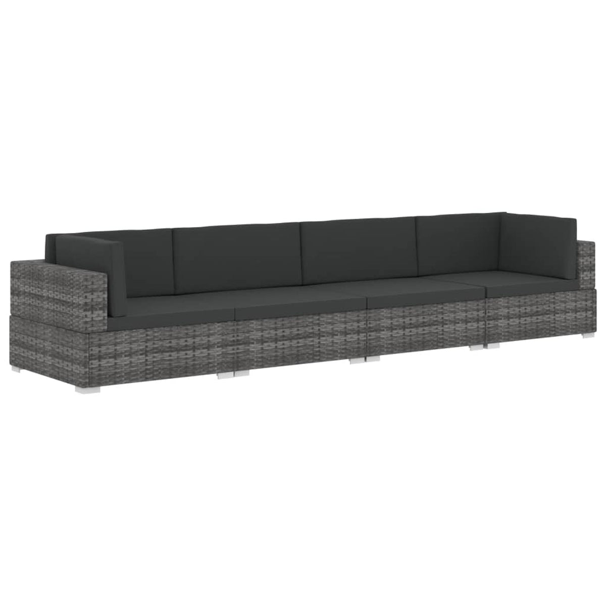 4 Piece Patio Sofa Set with Cushions Gray Poly Rattan Y8166