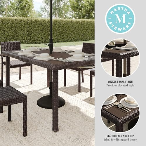 62" Indoor-Outdoor Patio Table with Faux Wood Top and Rattan Wicker Finish in Gray R610