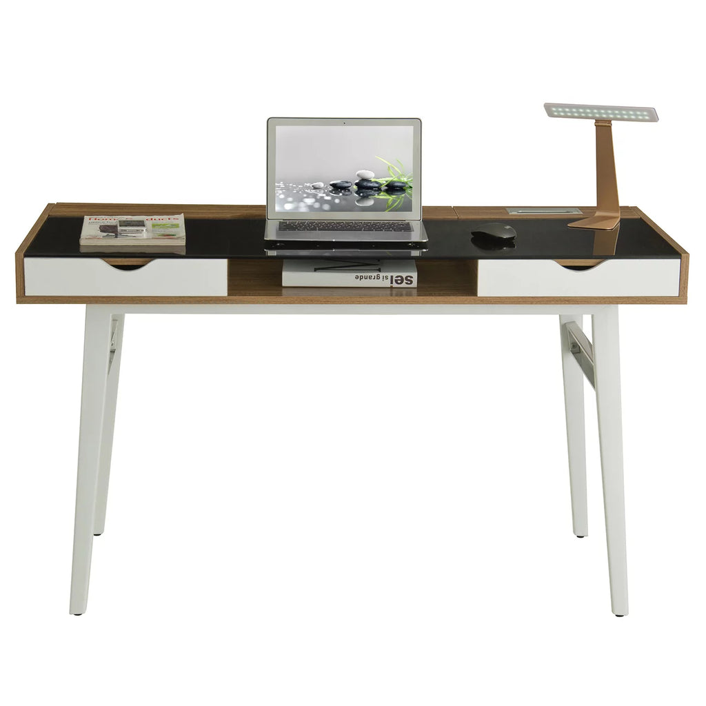 Compact Computer Desk with Storage, Walnut J709672