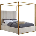Cream Velvet King Bed F3822