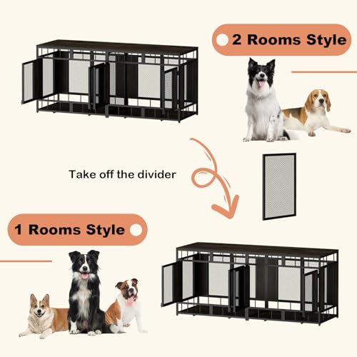 71" Heavy Duty Wood Dog Crate with Removable Divider C19184
