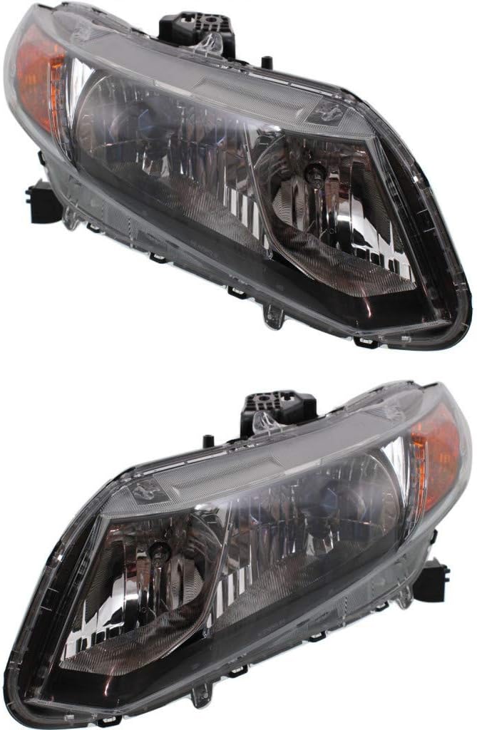 Black Housing Headlight Pair with Bulbs Z7485