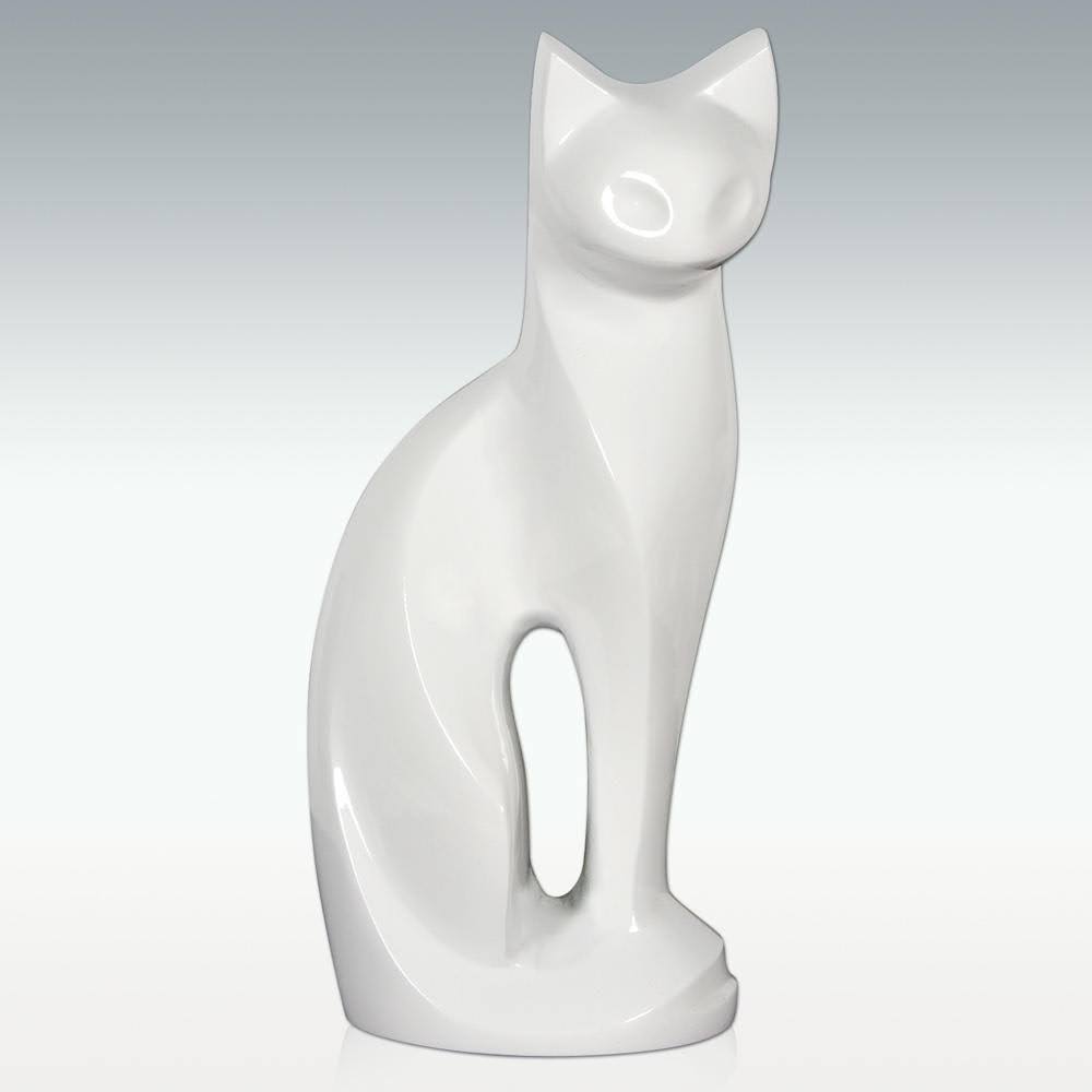 White Contemporary Cat Brass Cremation Urn W94241