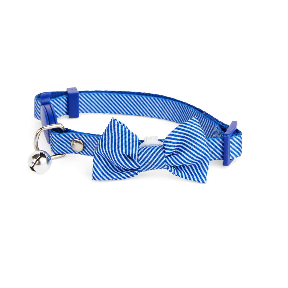 Blue Seersucker Breakaway Bowtie Kitten Collar X381838